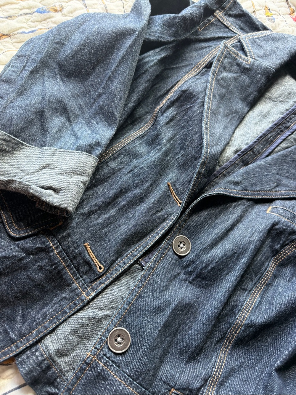 LOFT Dark Blue Denim Blazer Jacket - Picture 4 of 4